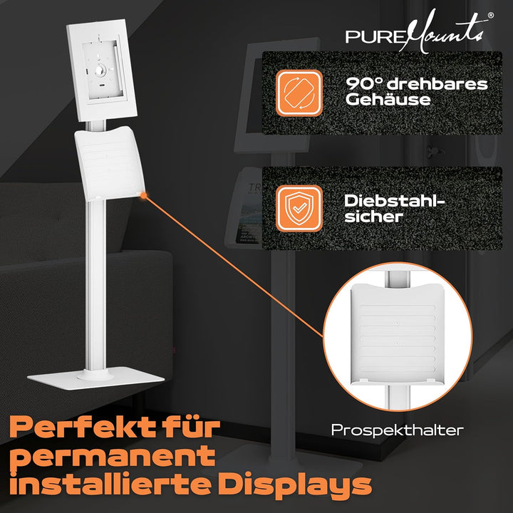 PureMounts® Tablet Halterung mit abschliessbarem Stahlgehäuse für iPad 5/6/7/8/9/ IPad Air 9.7"/ 10.