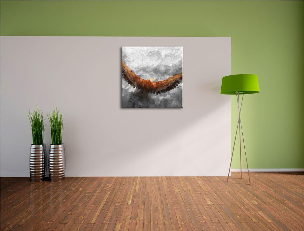 Pixxprint Adler mit leuchtenden Augen als Leinwandbild/Grösse: 70x70 cm/Wandbild/Kunstdruck/fertig b