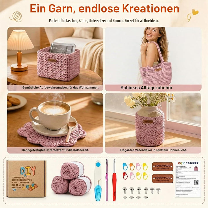 CEWROM Häkelset für Anfänger Rosa, Rosa