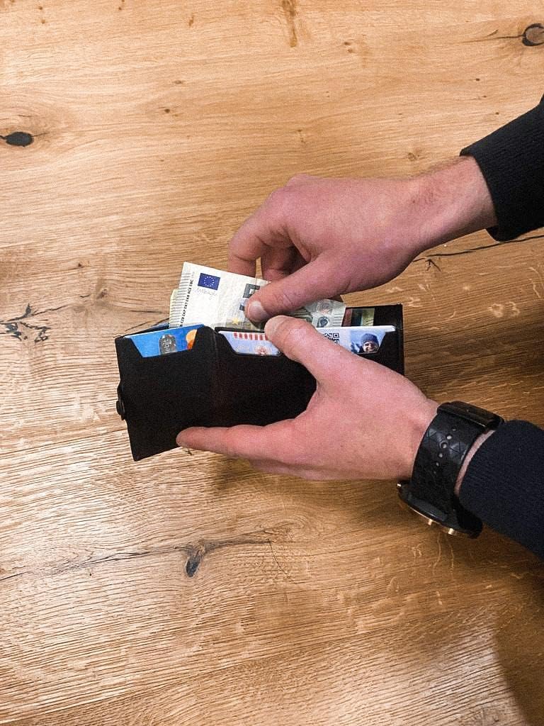 X-POC Kreditkartenetui mit Münzfach aus echten Leder, Karten Portemonnaie, Herren und Damen (rot), R