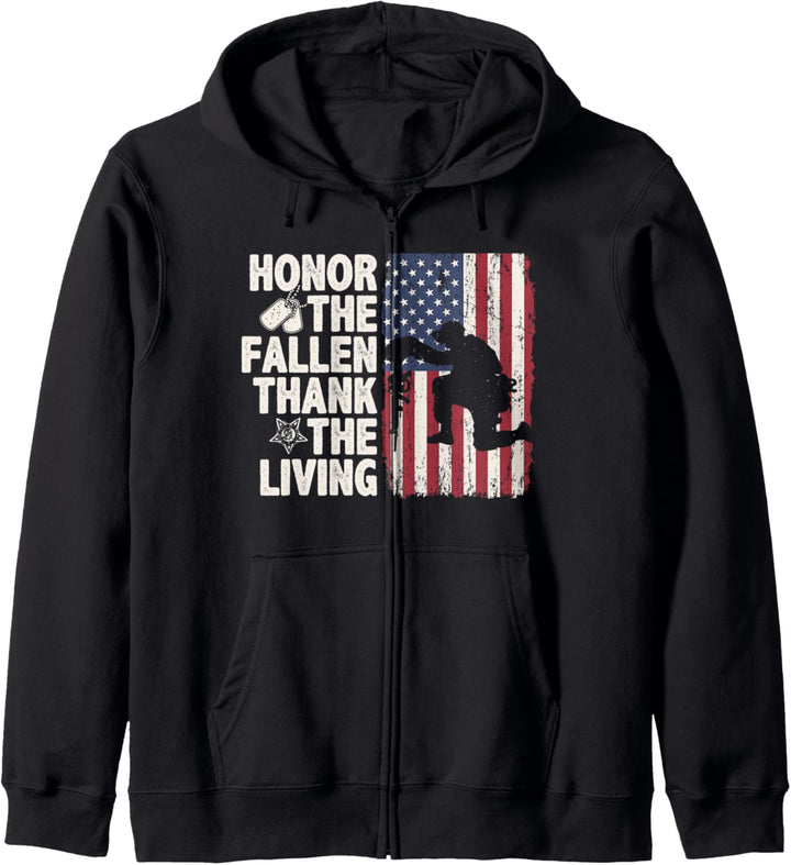 Veteran Honor The Fallen Thank Living Memorial Day Patriotic Kapuzenjacke
