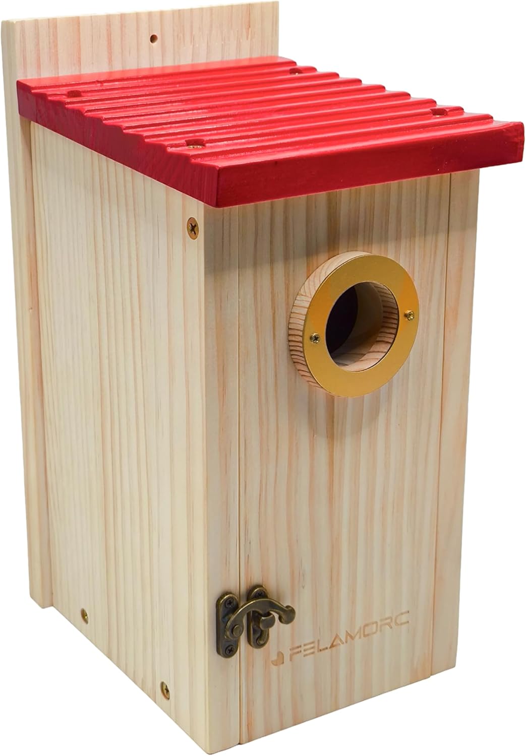 Robuster 15 mm dickwandiger Nistkasten, gut verarbeitet, ideal für kleine Meisen. Das Vogelhaus zum