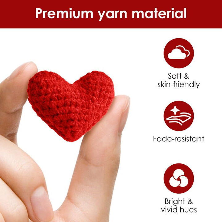 DONGKER Mini Häkelherzen, 24/36 Stück Gestrickte Valentinstag Schalenfüller, 5,5x5 cm, 3 Farben, Häk