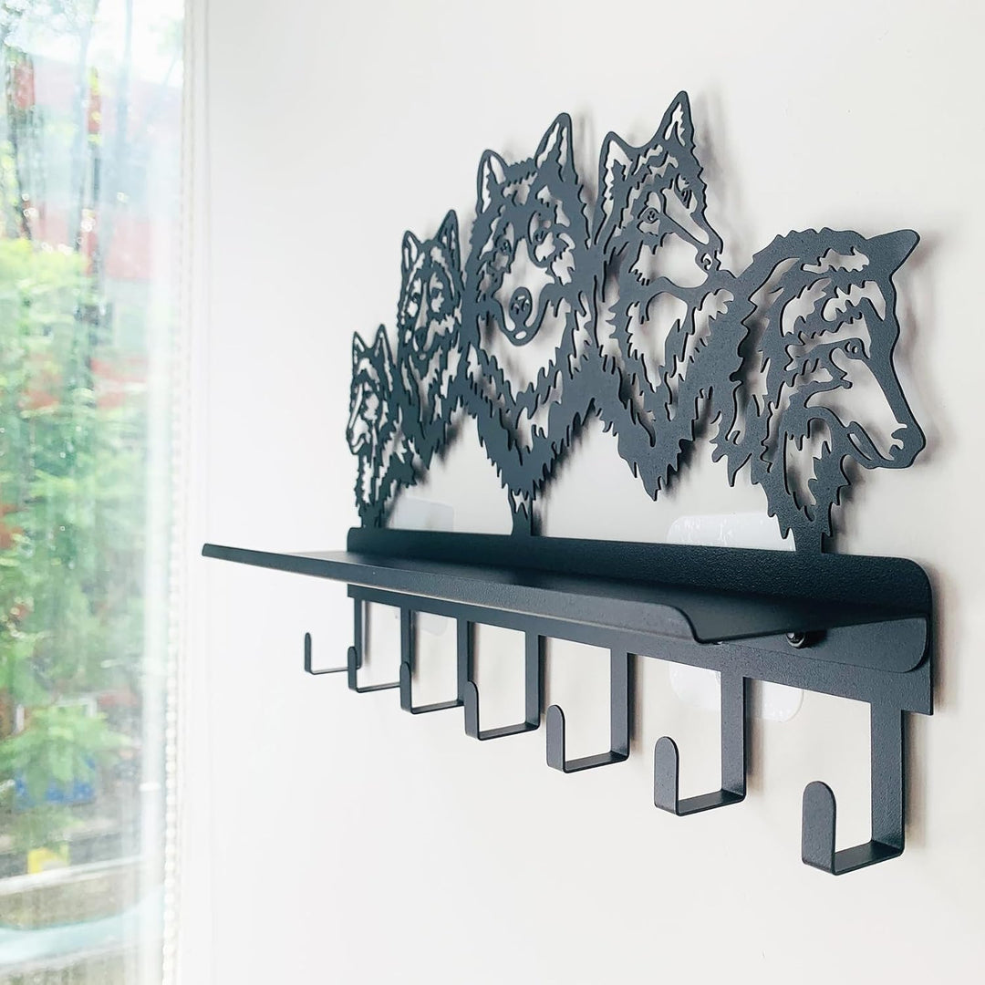 Viiluuxr Garderobenhaken Schwarz Wandgarderobe SchlüSselbrett Mit Ablage Garderobe Kinder Kleiderhak