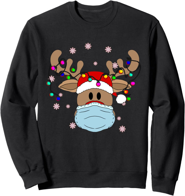 Weihnachten 2022 Rentier Mit Gesichtsmaske Merry Christ-Mask Sweatshirt