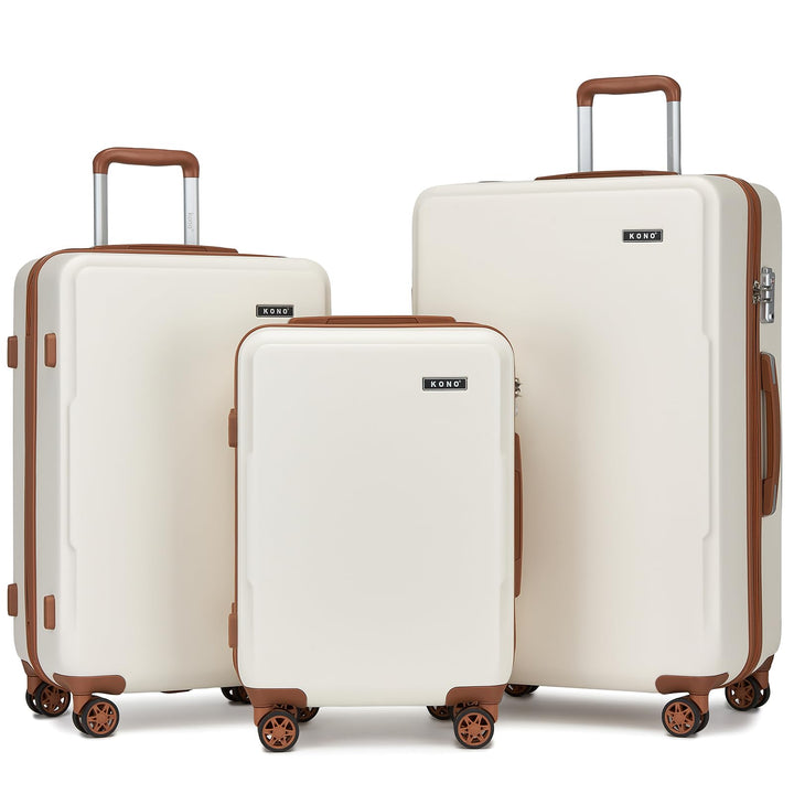 KONO Kofferset 3 Teilig Hartschale Leicht ABS+PC Koffer Handgepäck/Mittelgross/Gross Reisekofferset