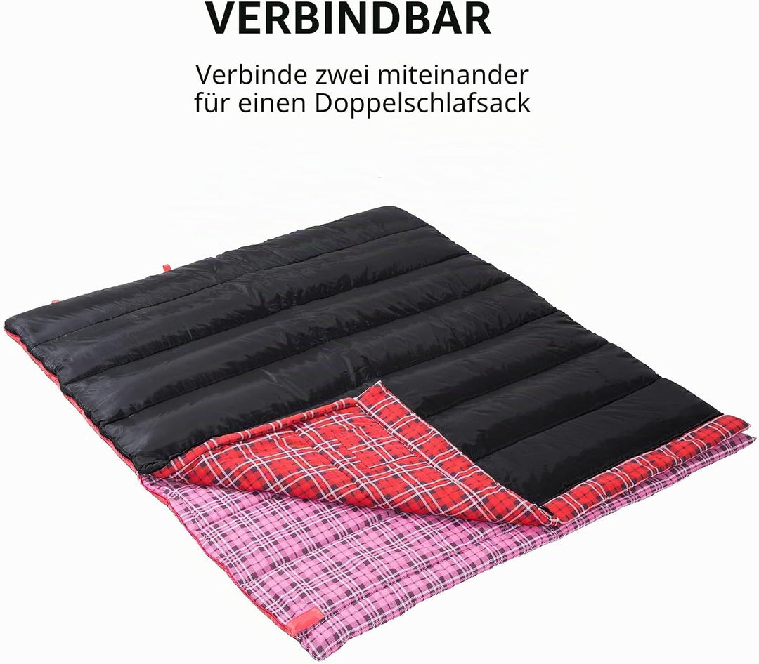 BISINNA XL Baumwoll Flanell-Schlafsack für Camping, 2-3 Jahreszeiten, Erwachsenen-Schlafsack für Wan