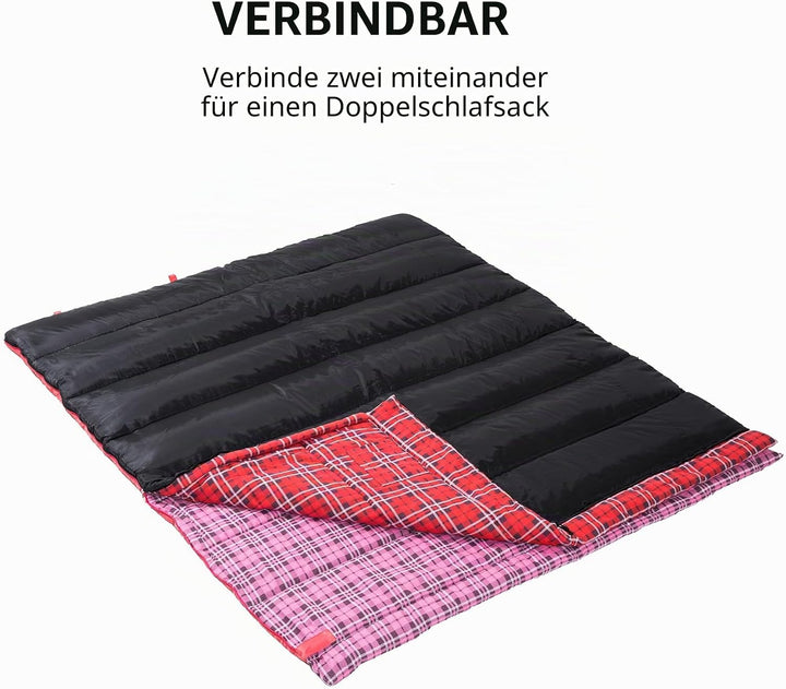 BISINNA XL Baumwoll Flanell-Schlafsack für Camping, 2-3 Jahreszeiten, Erwachsenen-Schlafsack für Wan
