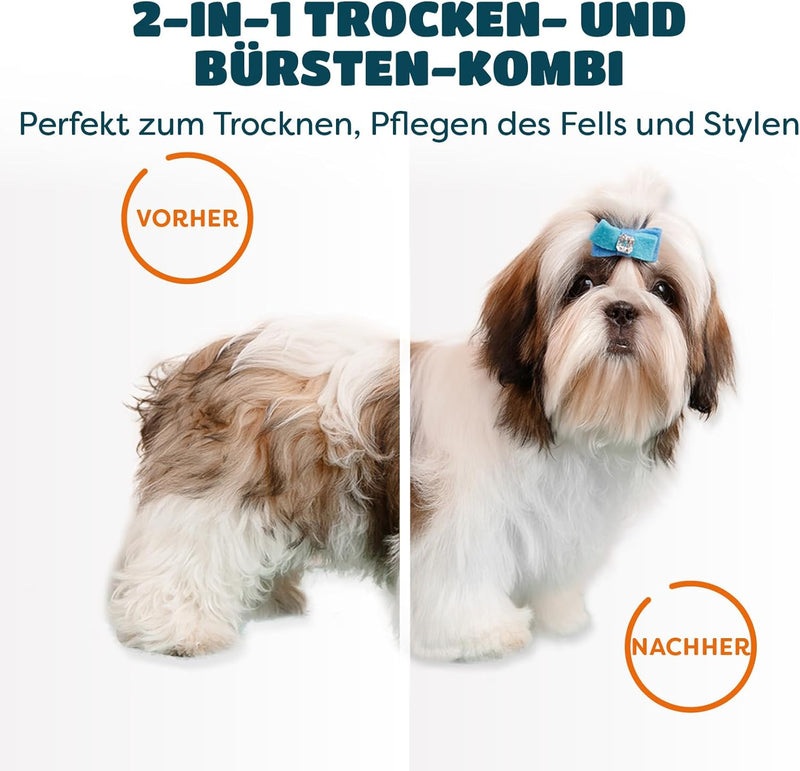 2-in-1 Blower Hundefön mit Selbstreinigender Bürste | Fön/Haartrockner und Bürste für Hund, Katze &