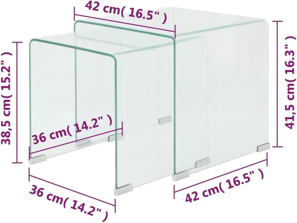 vidaXL 2-TLG. Satztisch-Set Beistelltisch Kaffeetisch Couchtisch gehärtetes Glas