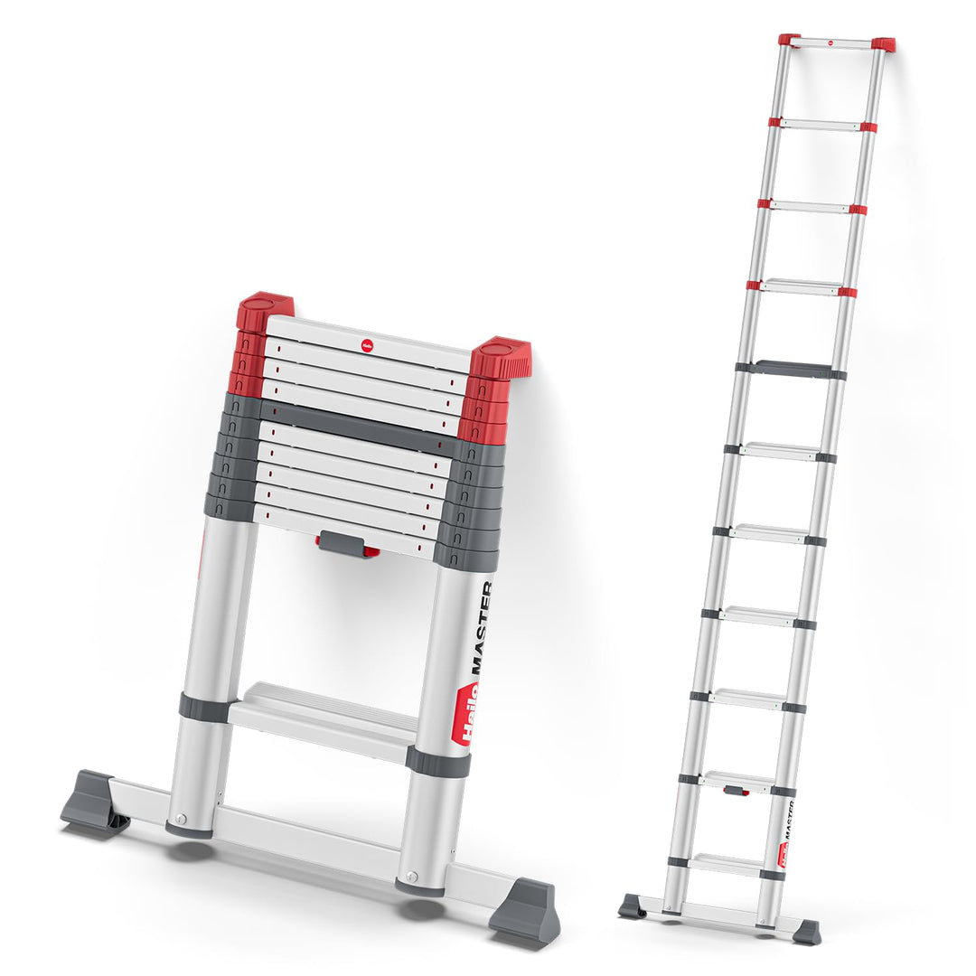 Hailo T100 FlexLine Sicherheits-Teleskopleiter - ausziehbare Leiter aus Aluminium mit bis zu 11 Stuf