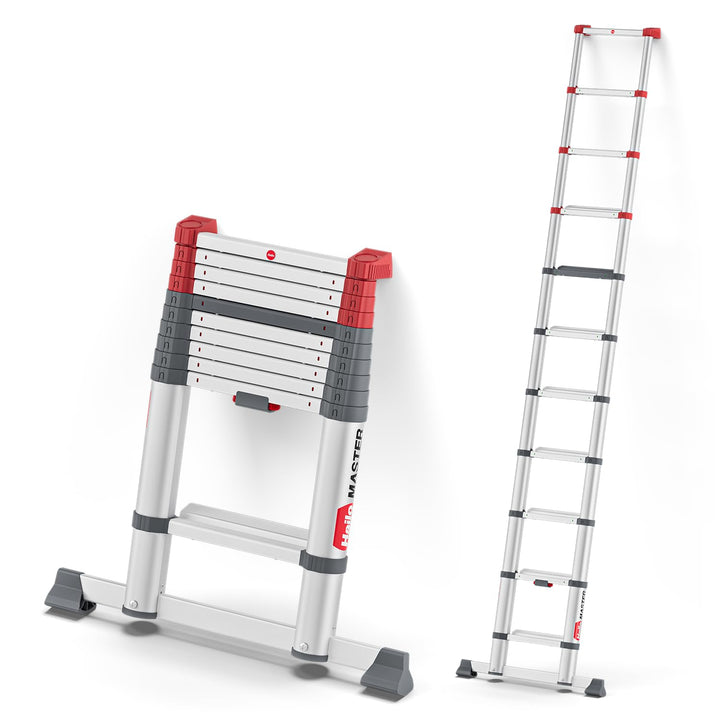 Hailo T100 FlexLine Sicherheits-Teleskopleiter - ausziehbare Leiter aus Aluminium mit bis zu 11 Stuf