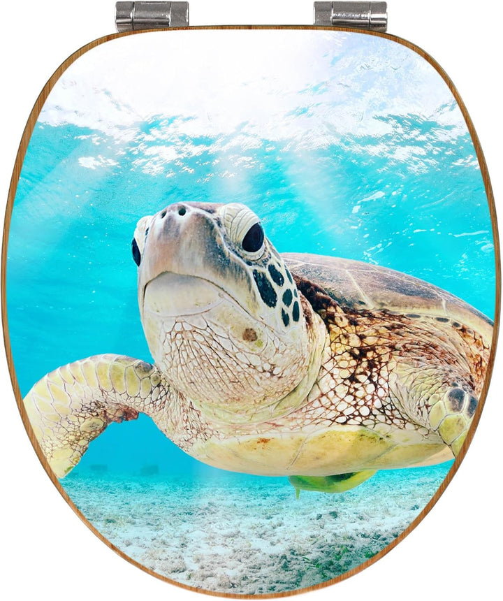 banjado® Design WC Sitz Bambus Absenkautomatik mit Motiv Elvis/Toilettendeckel mit Absenkautomatik H