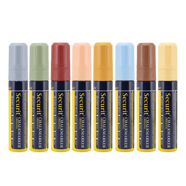Securit Kreidestift Breit(7-15mm) sortiert Erdfarben (8er Set), weiss, Erdfarben