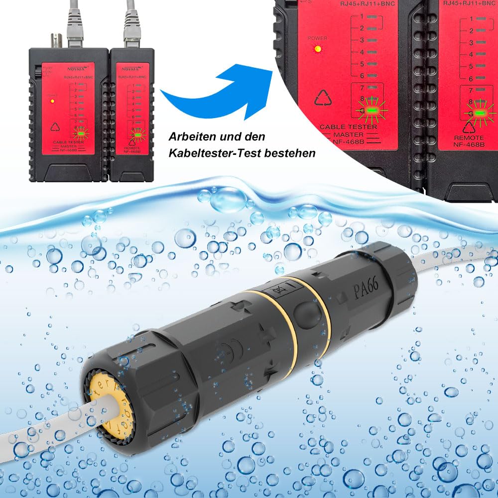 iwillink Cat7 IP68 wasserdichte RJ45 Kupplung LAN Verbinder, 8 Stück, 8