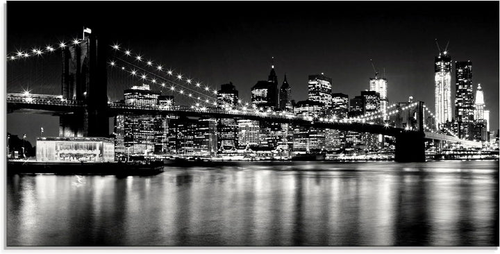 ARTland Glasbilder Wandbild Glas Bild einteilig 100x50 cm Querformat Skyline New York City Schwarz W