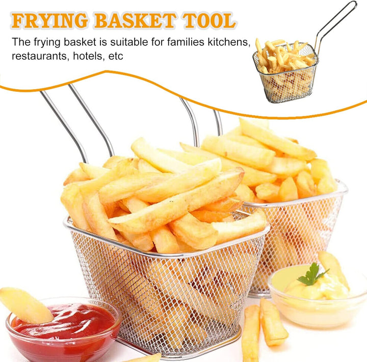 Sporgo 12 Stück Pommes Körbchen: Klein Edelstahl Frittierkorb Silber Pommeskörbchen, Korb für Fritti