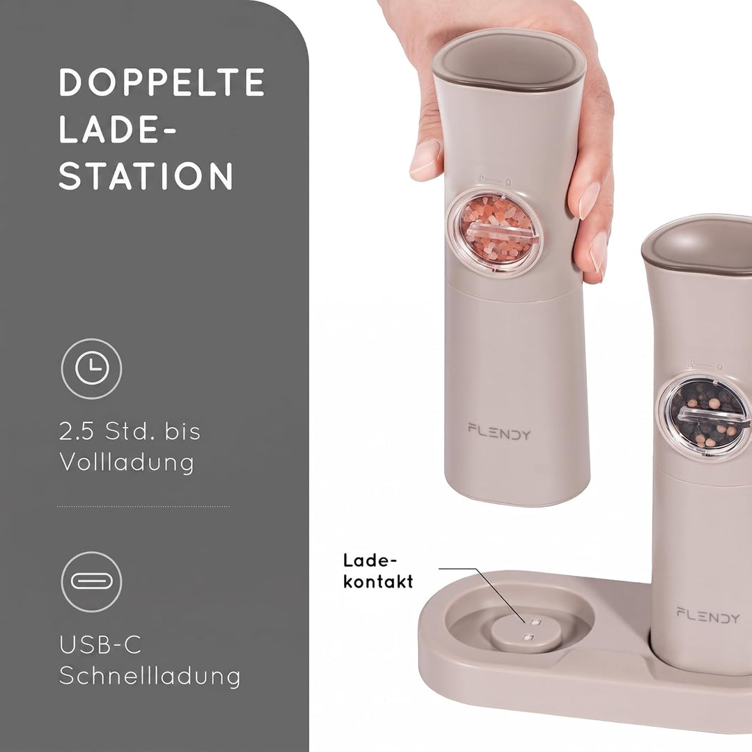 Schwerkraft elektrische Salz und Pfeffermühle Set, 2er-Set Wiederaufladbare elektrische Salz und Pfe