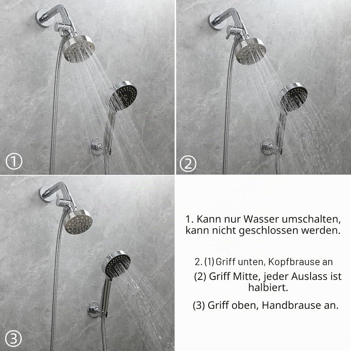 Tecmolog Dusche Adapter G1/2 Messing Umstellventil für Handbrause und Festen Sprühkopf, Chrom, Chrom