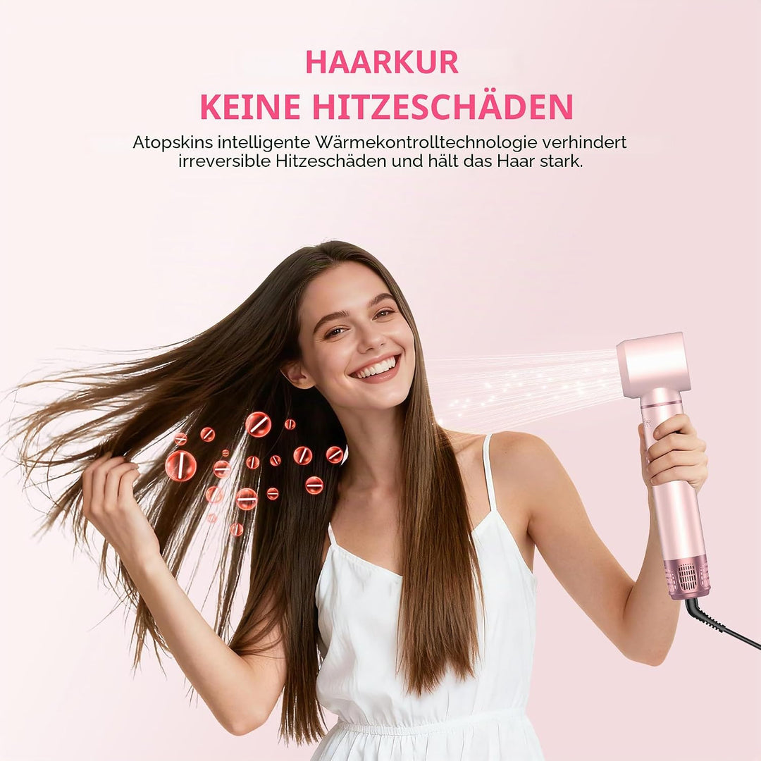 Atopskins 5 in 1 Haarstyler Air Styler Set, 1000W Airbrush,60000RPM Föhnbürste Haarstyler, Lockensta