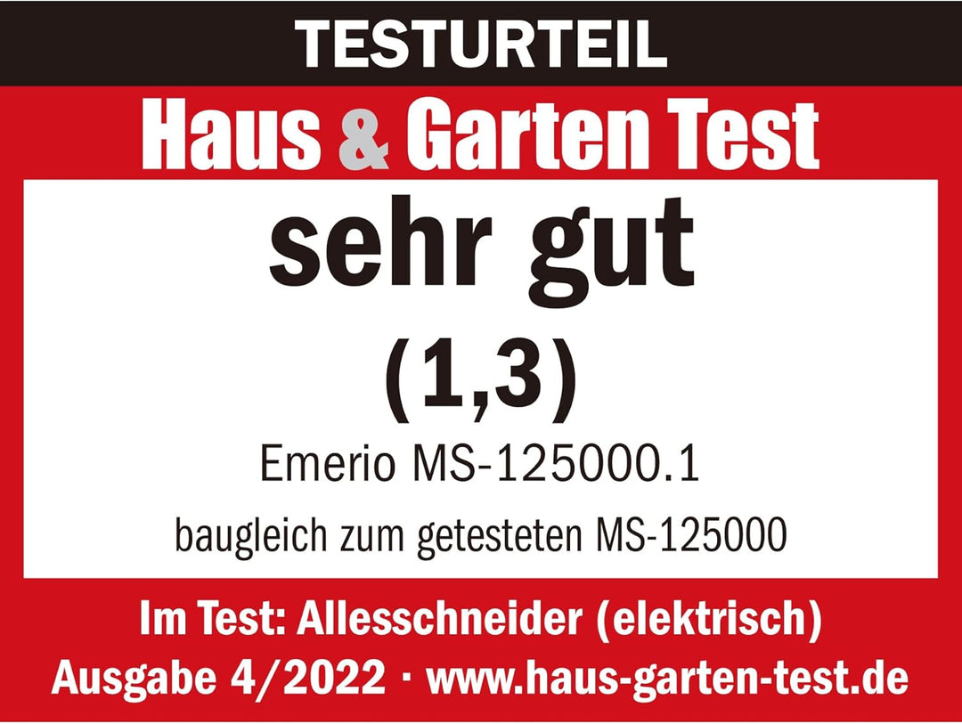 Emerio Allesschneider "Made in EU", Edelstahl Messereinheit in Deutschland produziert, einstellbar 0