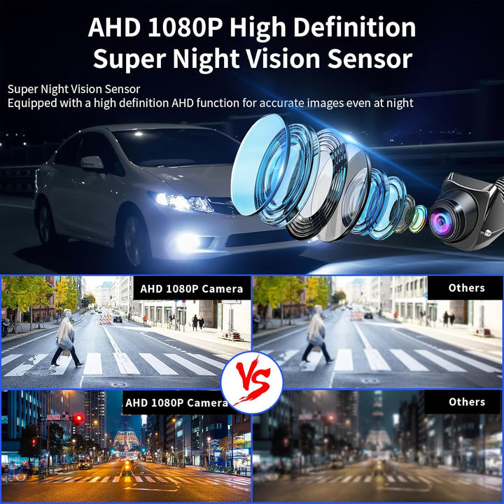 OBEST Rückfahrkamera Auto Set 1080P mit LCD Monitor Bildschirm, Nachtsicht Parkplatzkamera IP69 Wass