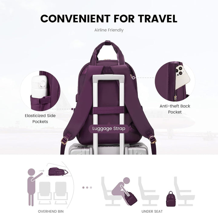 LOVEVOOK Laptop Rucksack Damen, 15,6 Zoll Schulrucksack Teenager mit USB Ladeanschluss, Wasserdicht