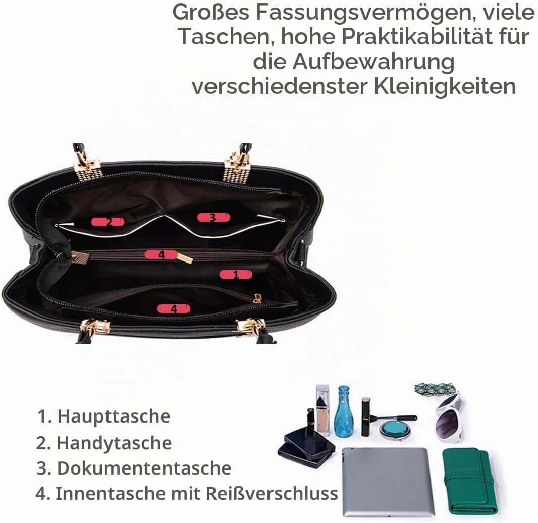 NICOLE &amp; DORIS Damen Handtaschen Designer Tasche Elegante Frauen Umhängetasche PU Leather Shopper He