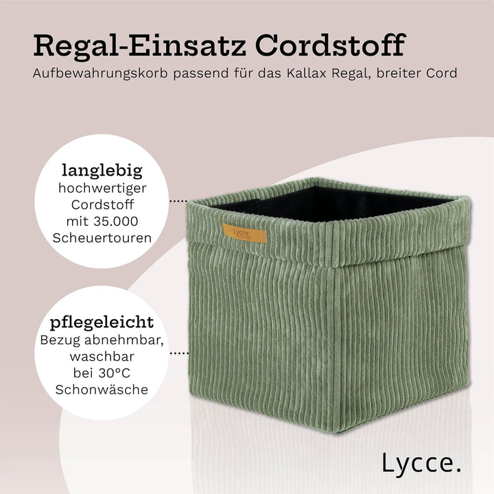 Lycce Kallax Einsatz Cordstoff Boxen 4er Set | faltbare Aufbewahrungsboxen 33 x 33 x H31 cm mit abne