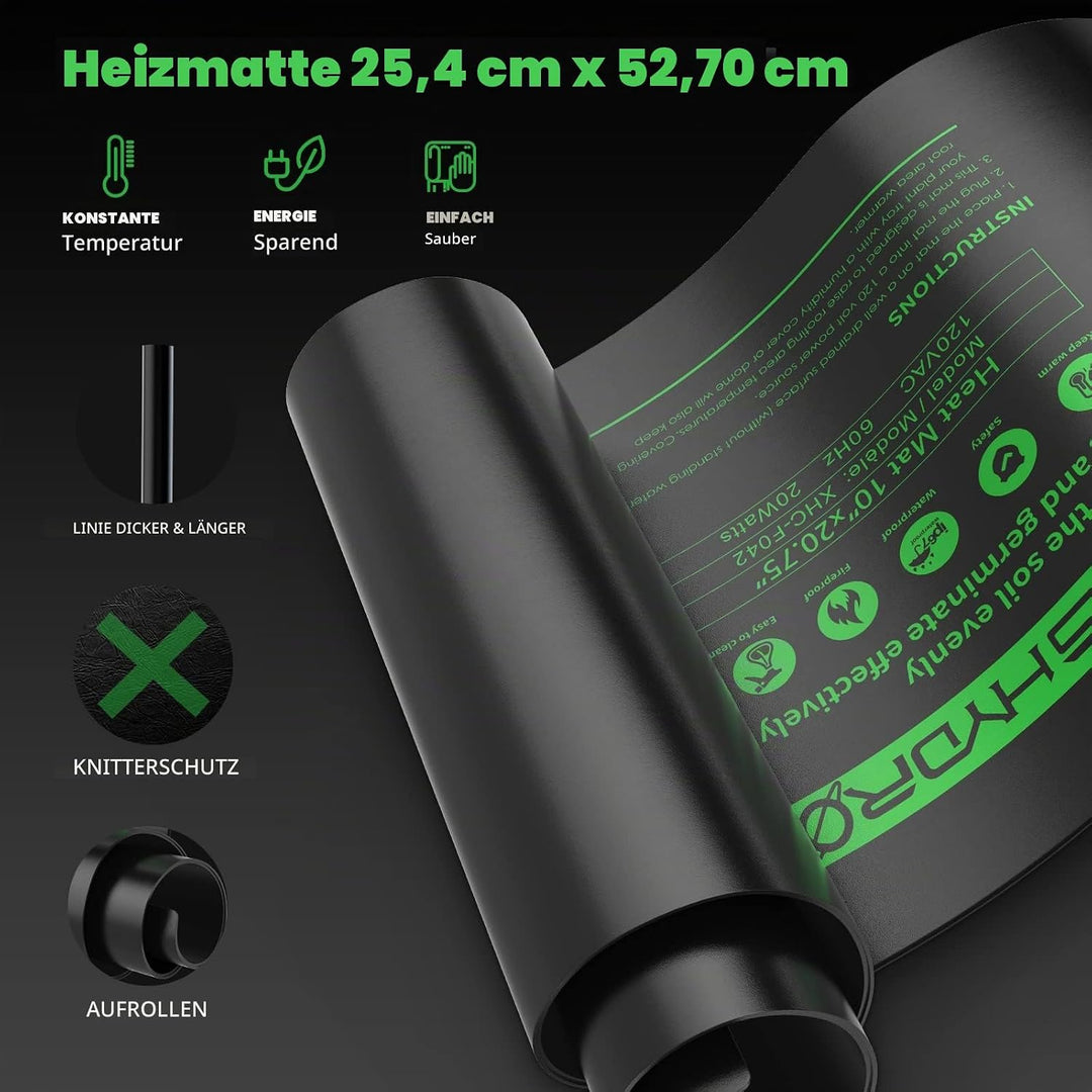 MARS HYDRO Heizmatte Pflanzen, Wärmematte Set mit Thermostatregler für Sämling Germination und Haust