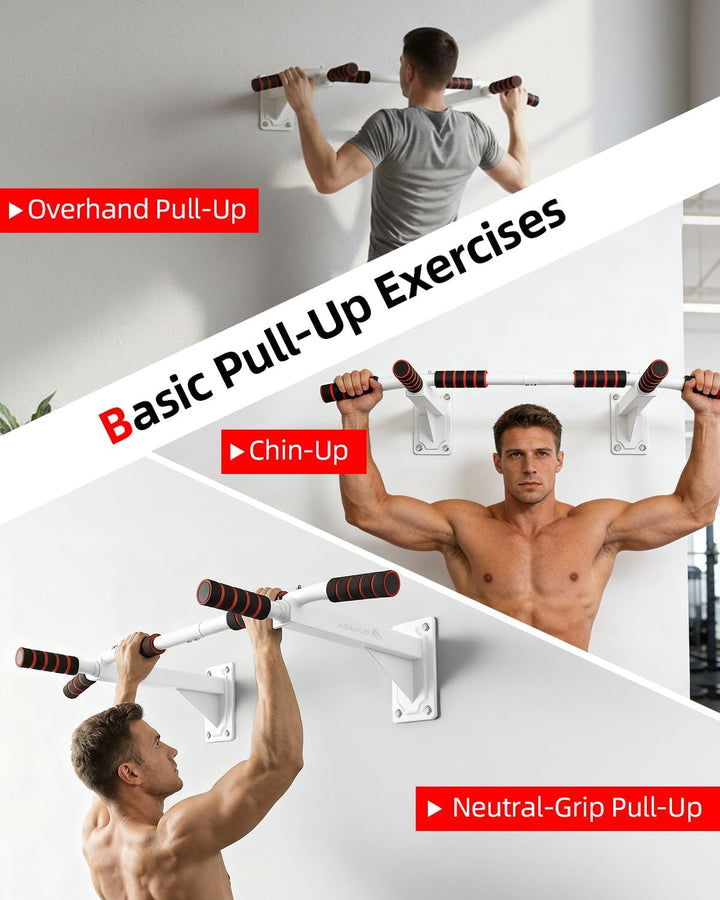 Abahub Klimmzugstange Wandmontage, Mehrfach Griff Chin-Up-Bar für Heimtraining, Bohrmontage, Wand Pu