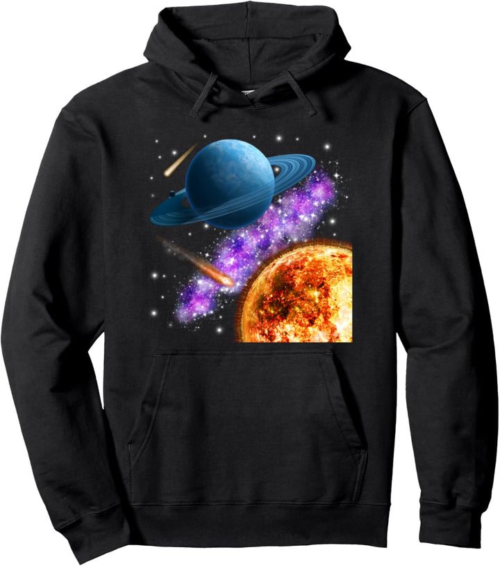 Weltraum Motiv Universum Sterne Sonnensystem Planeten Sonne Pullover Hoodie