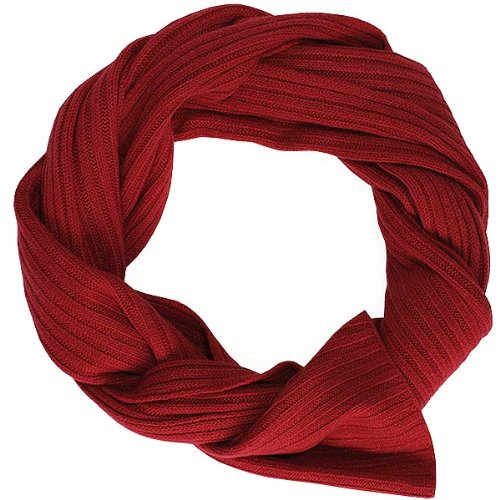 LORD OF LABEL Kaschmir Schal Rippen-Strick Rot, 165 x 26 cm