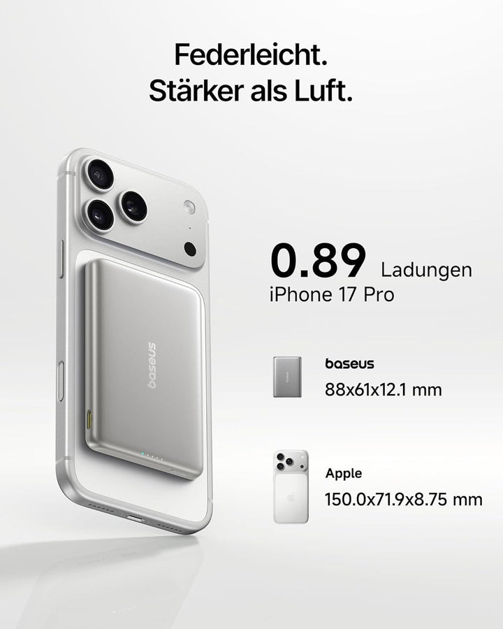 Baseus Picogo AM31 Mini MagSafe Powerbank, Slim 20W Schnellladen 5000mAh Magnetische Powerbank, Wire
