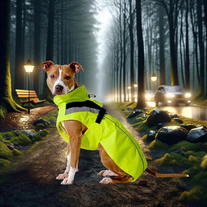 DOGOPAL Regenmantel Hund wasserdicht für kleine & grosse Hunde - Gelber Hunderegenmantel mit Reflekt
