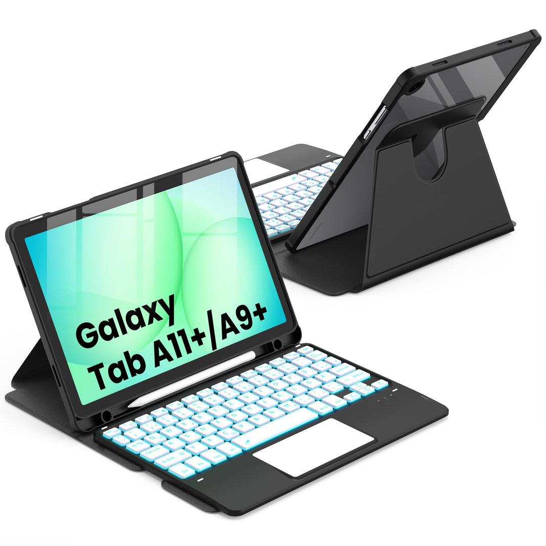 CACOE Drehbare Tastatur Hülle für Samsung Galaxy Tab A11 Plus/A9 Plus 2025/2023 (11 Zoll) mit Touchp