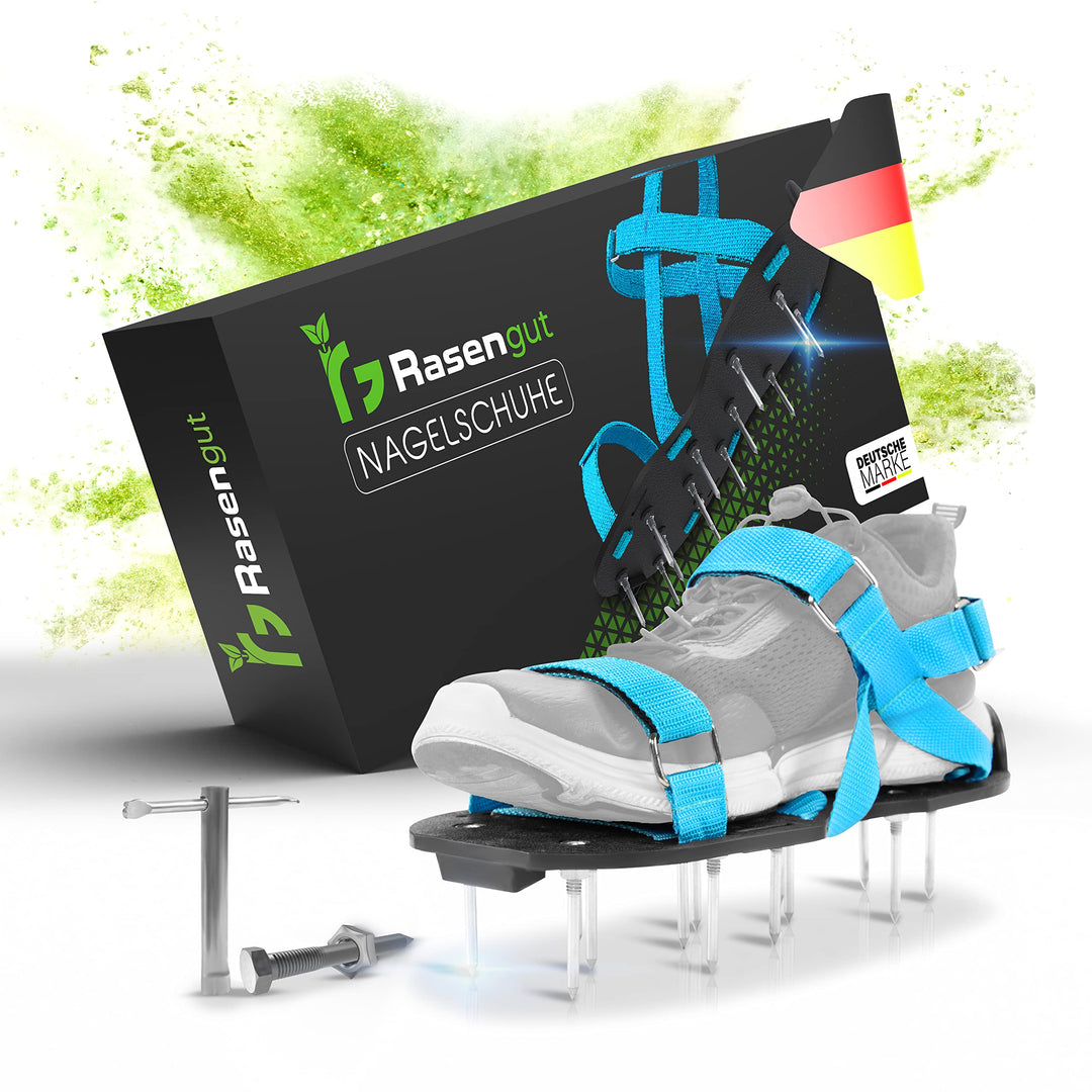 Rasengut Rasenlüfter Nagelschuhe für unkrautfreien Rasen - Hand Vertikutierer zum Rasen belüften und
