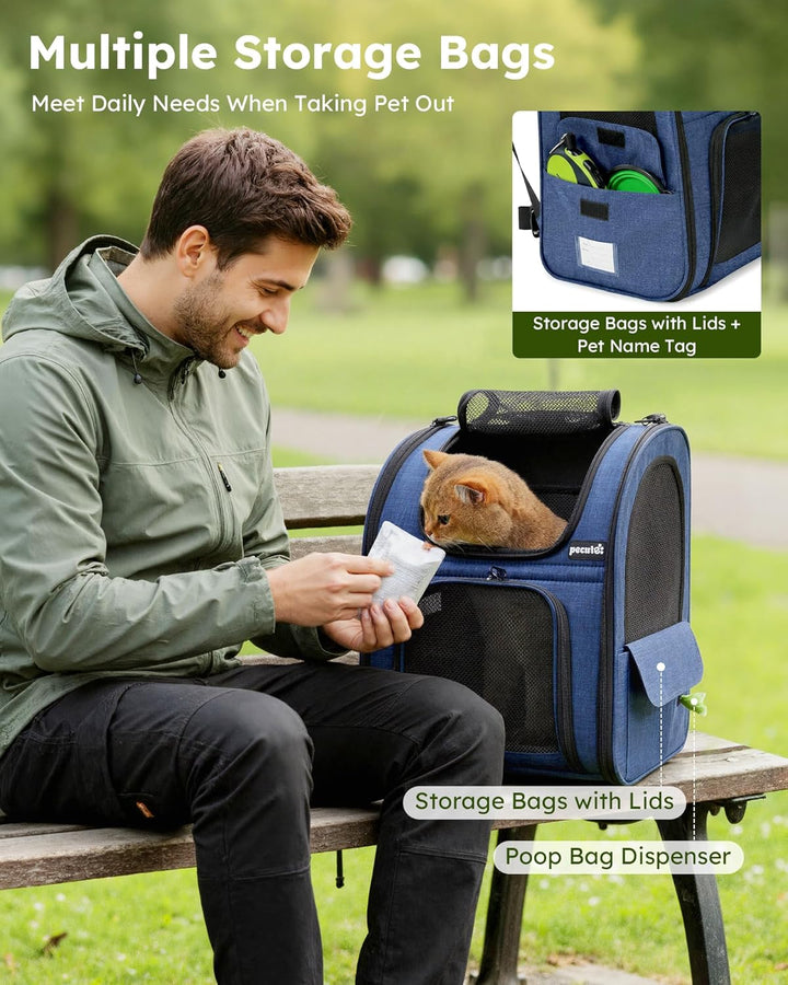 Katzenrucksack Grosse Katzen bis 8kg, Erweiterbar Faltbar, Hunderucksack mit Anti-offener Reissversc