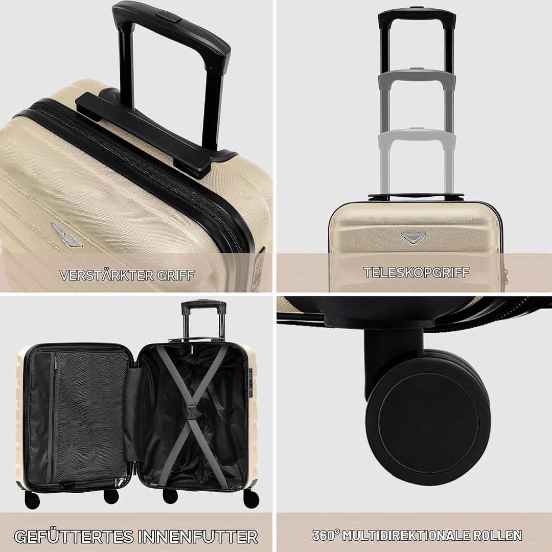Flight Knight Leichte 4-Rad-ABS-Hartschalenkoffer Handgepack, zugelassen fur uber 60 Fluggesellschaf