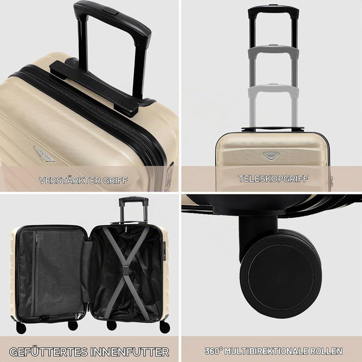 Flight Knight Leichte 4-Rad-ABS-Hartschalenkoffer Handgepack, zugelassen fur uber 60 Fluggesellschaf