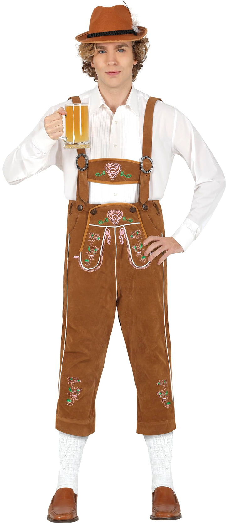Fiestas Guirca Kostüm Lederhose Herren mit traditionellem Stick - Kostüm Oktoberfest Herren - Tracht