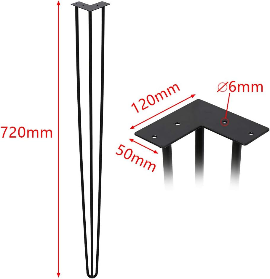 Ikodm 4er Set Haarnadel Tischbein, Hairpin Legs 72CM, möbelfüsse Tischkufen Esstisch mit Dreifachsta