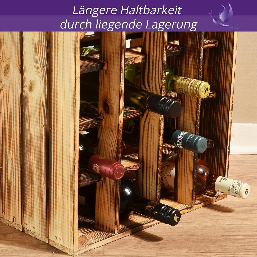 Weinregal Wino Set aus Holz - Geflammt Komboset