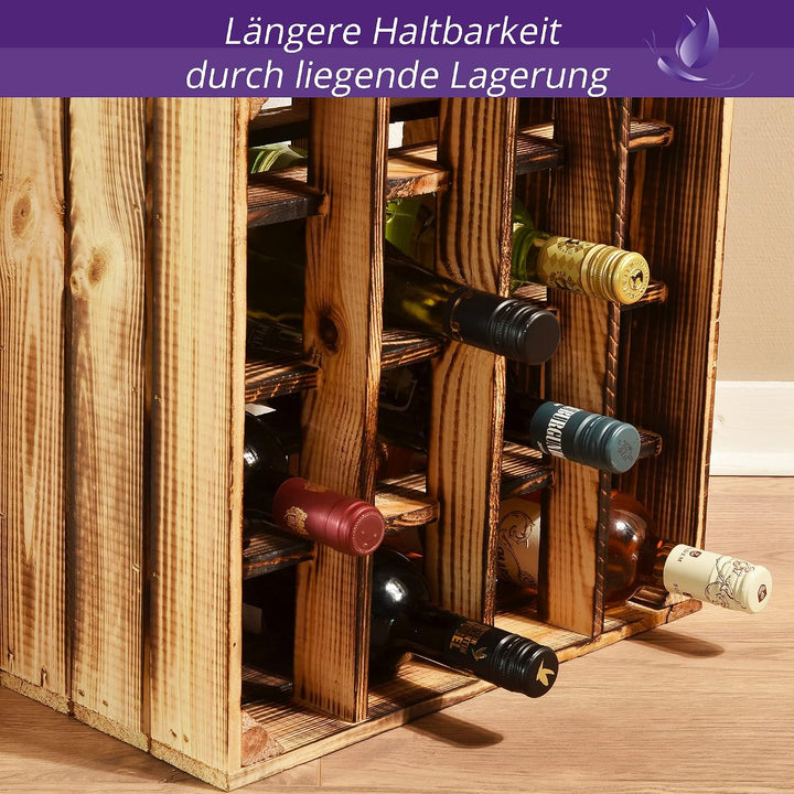 Weinregal Wino Set aus Holz - Geflammt Komboset