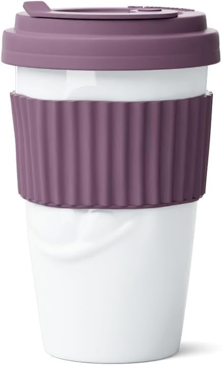 FIFTYEIGHT PRODUCTS / Becher ToGo „Lecker“ (Porzellan, 400 ml, Weinbeere, Made in Germany)