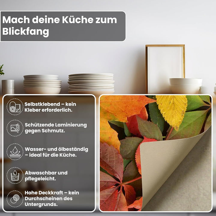 DIMEX Küchenrückwand Folie selbstklebend BLÄTTER | Klebefolie - Dekofolie - Spritzschutz für Küche |