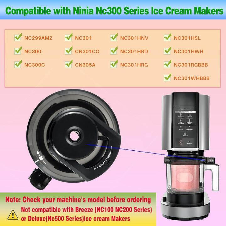 Outer Bowl Lid for Ninja NC301 Ice Cream Maker, Reusable Creami Replacement Lid Compatible Ninja NC2