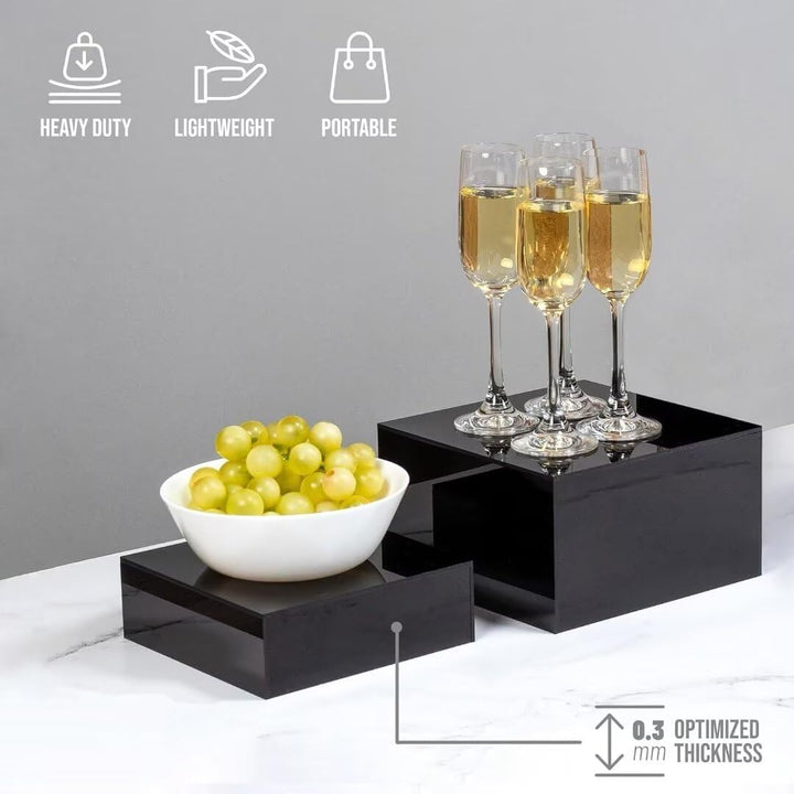 Buffet Ständer Acryl, 6'' x 7'' x 8'' Lebensmittel-Präsentationsboxen 3er Set, Würfel-Dessertständer