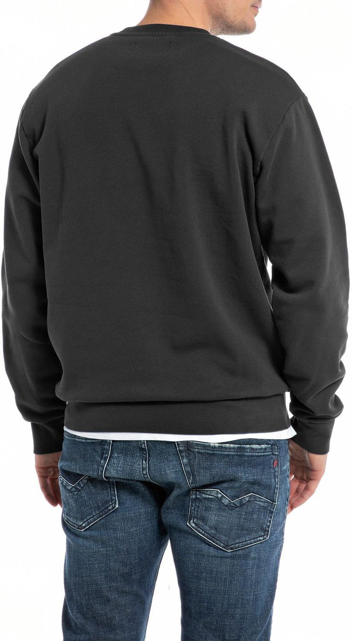 Replay Herren Sweatshirt mit Logo ohne Kapuze S Black 098, S Black 098