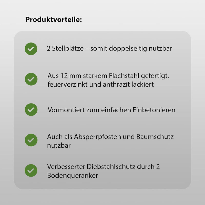 Fahrradanlehnbügel aus Flachstahl zum Einbetonieren | Fahrradständer Anlehnbügel Anlehnständer Polle